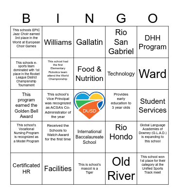 DUSD LEADERSHIP BINGO Card