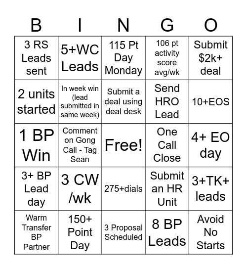 August Week 2 Bingo Card