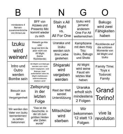 Was passiert in Staffel 8? Bingo Card