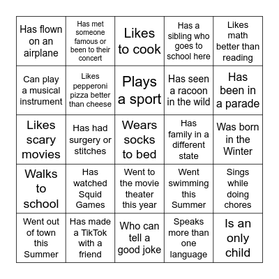 Find Someone Who... Bingo Card