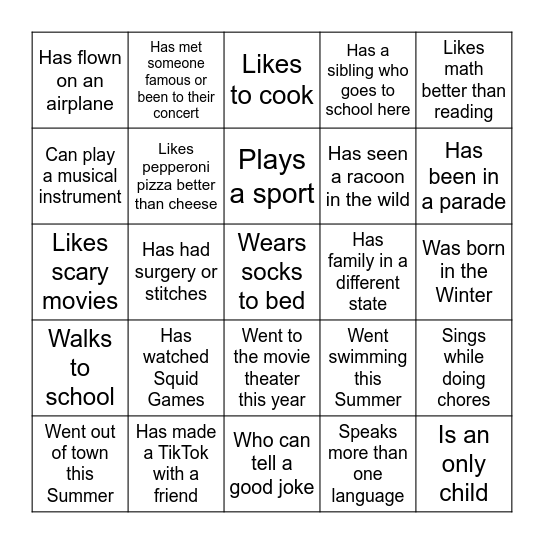 Find Someone Who... Bingo Card