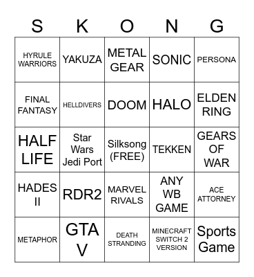 NINTENDO DIRECT PARTNER BINGO Card