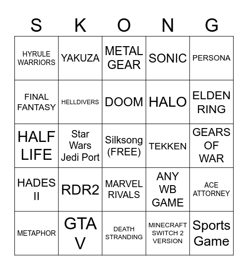 NINTENDO DIRECT PARTNER BINGO Card