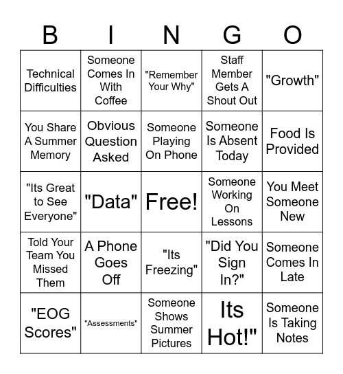 MVE Bingo Card