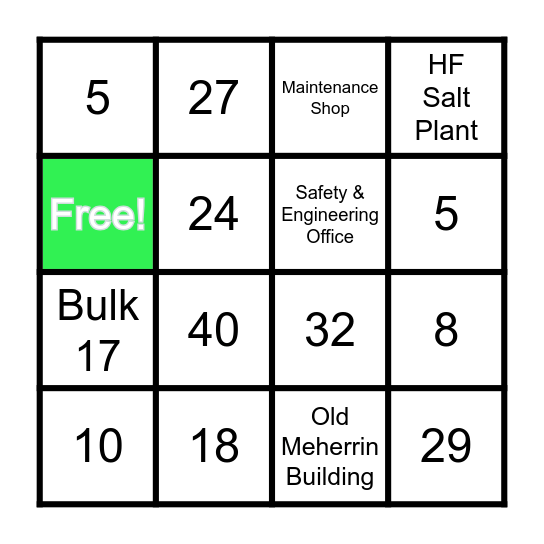 Where Am I? Bingo Card