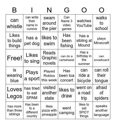 About Me 2025-2026 Bingo Card