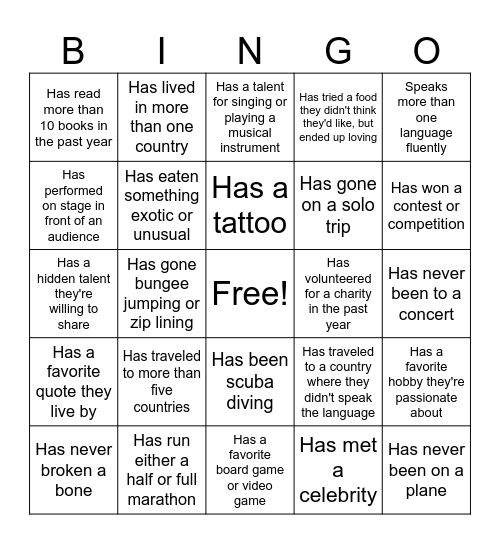 MBES BINGO Card