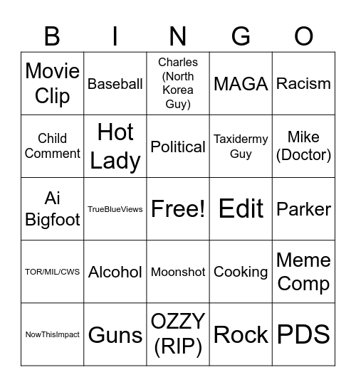 YT Shorts Bingo Card