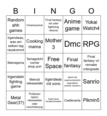 Nintendo Partner Direct 31.7 Bingo Card