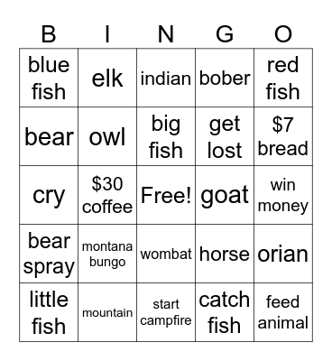 montana bungo Bingo Card