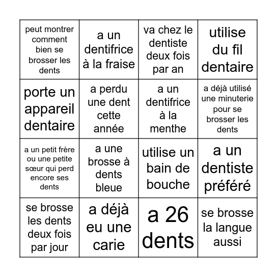 Trouve quelqu’un qui… Bingo Card