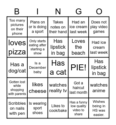 Ice-Ice Breaker! Bingo Card
