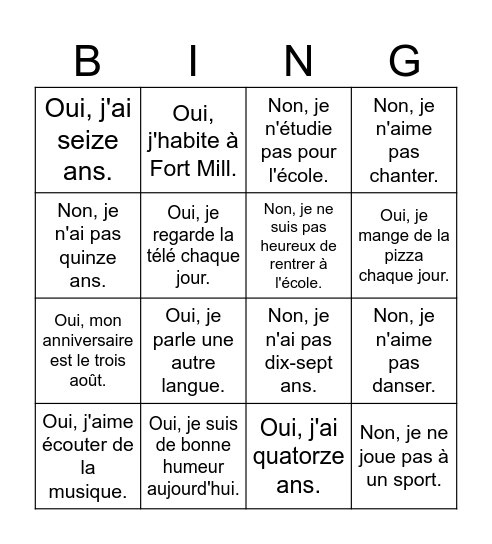 Day 1 Review Bingo Card