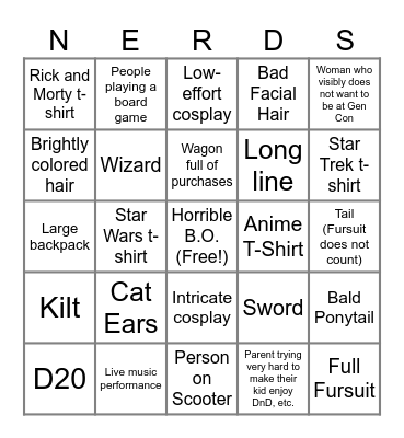 Gen Con 2025 Bingo Card