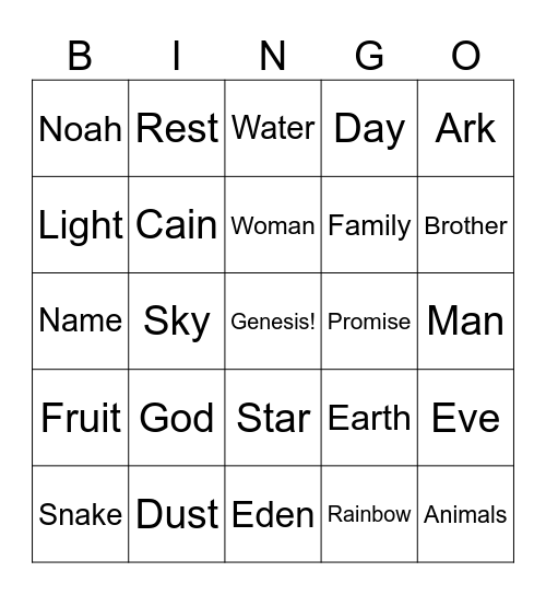 Geneis Word Hunt Bingo Card