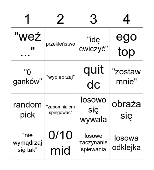 Szymuś Bingo Card
