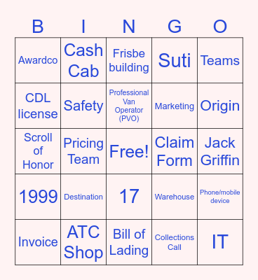 ATLAS BINGO Card