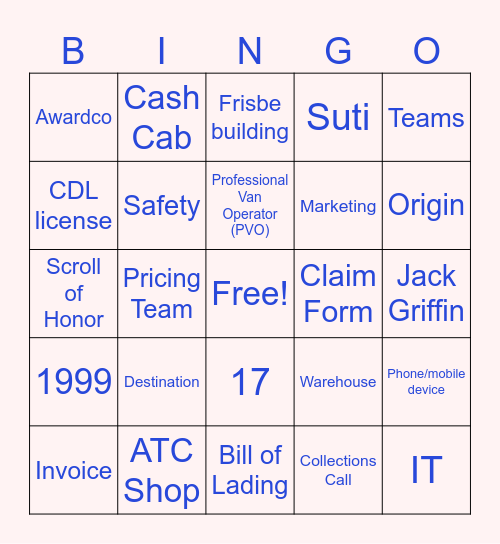 ATLAS BINGO Card