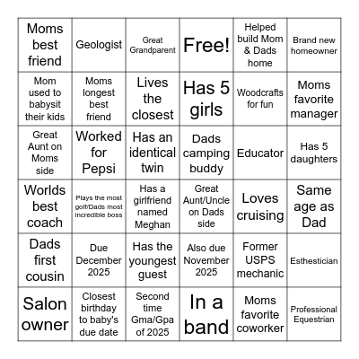 Baby D'Amico Bingo Card