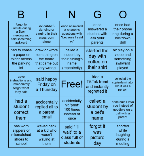Find a teacher who... Bingo Card