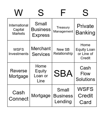 WSFS Referral BINGO Card