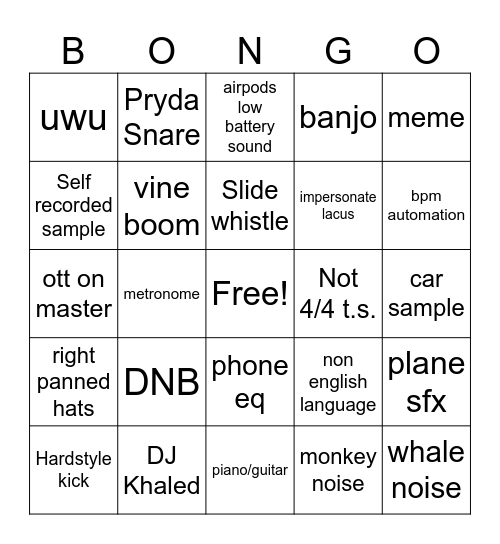 Bingers Bingo Card