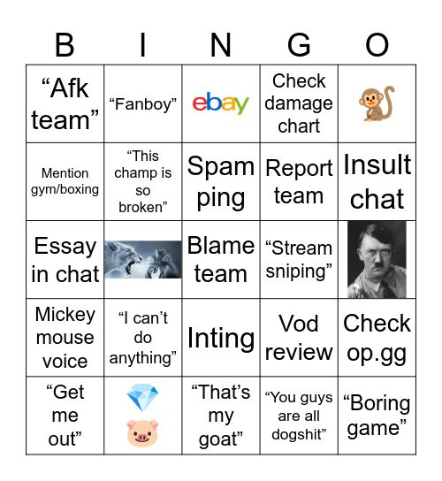 Tarzaned adc 🧗 Bingo Card