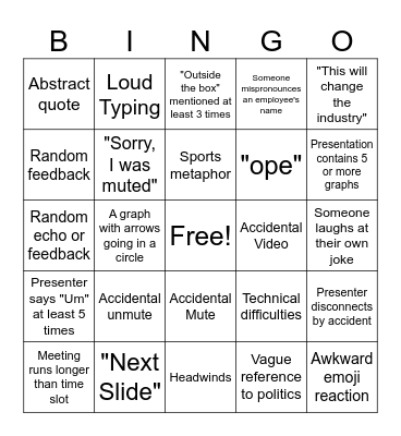 Company All-Hands Bingo Card