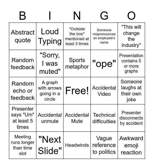 Company All-Hands Bingo Card