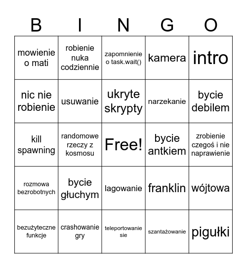 Bingo BEZROBOTNYCH Bingo Card