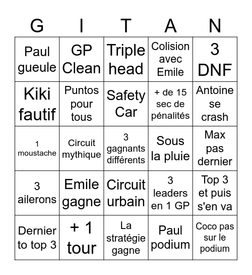 Le bingo des bambix Bingo Card