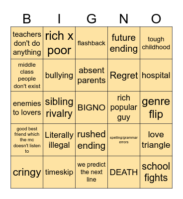 Gacha Life BIGNO Bingo Card