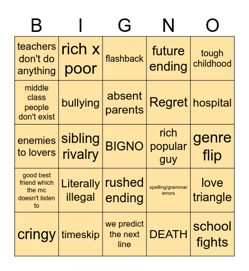 Gacha Life BIGNO Bingo Card