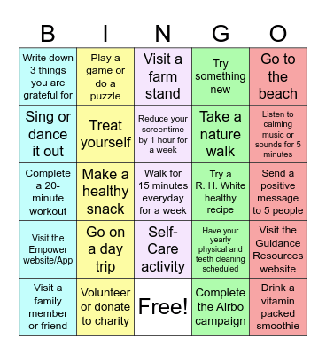 WELLNESS MONTH Bingo Card