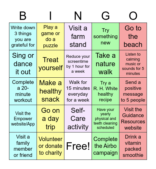 WELLNESS MONTH Bingo Card