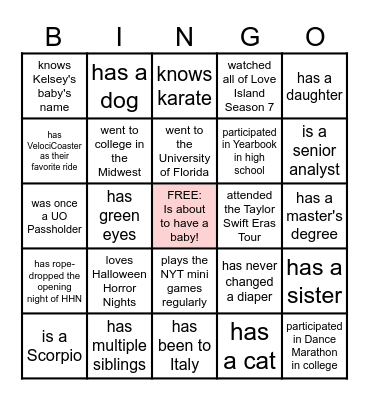Find Someone Who... Bingo Card