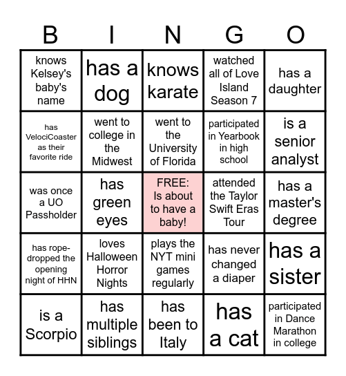 Find Someone Who... Bingo Card