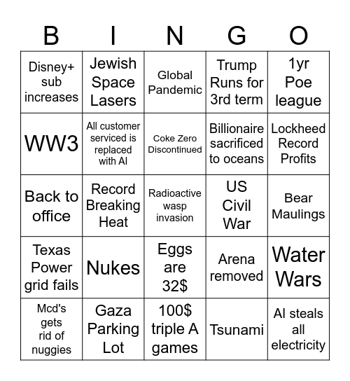 2025 bingo Card