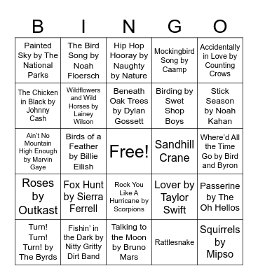 Nature Music Bingo Card
