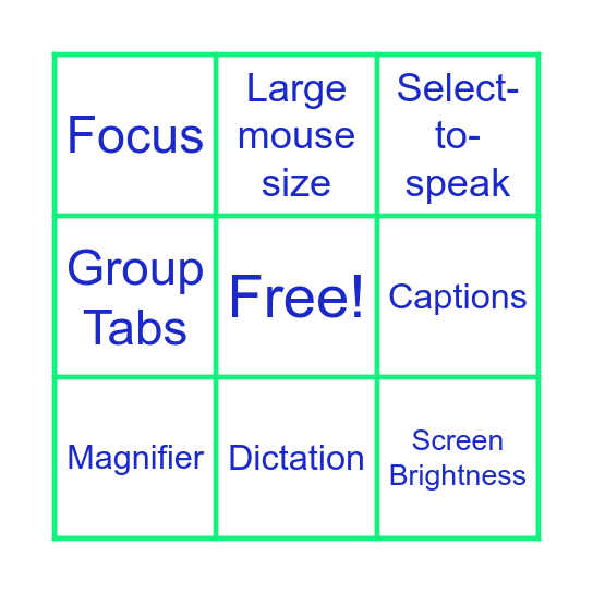 Chromebook Settings & Tools BINGO Card