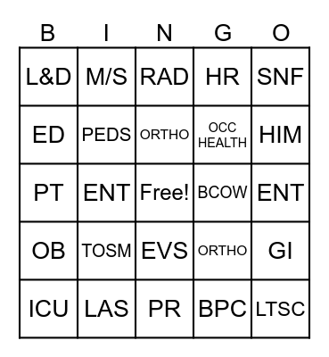 Barton Bingo Card