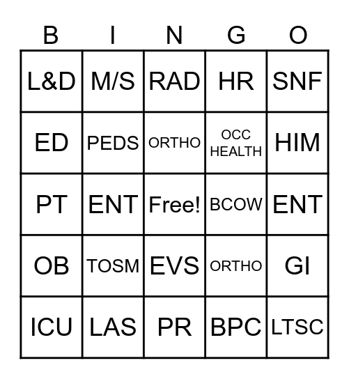 Barton Bingo Card