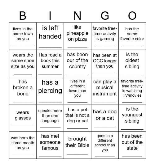 Find someone who... Bingo Card
