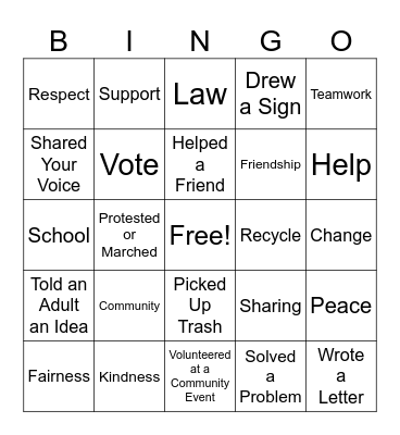 Policy & Community Activation BINGO Card