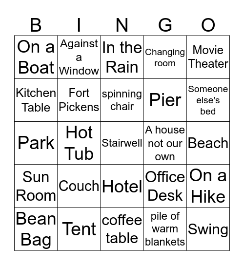Possible Locations Bingo Card