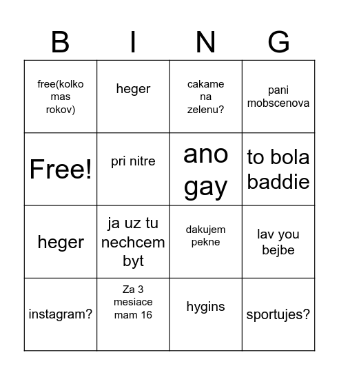 hydi Bingo Card