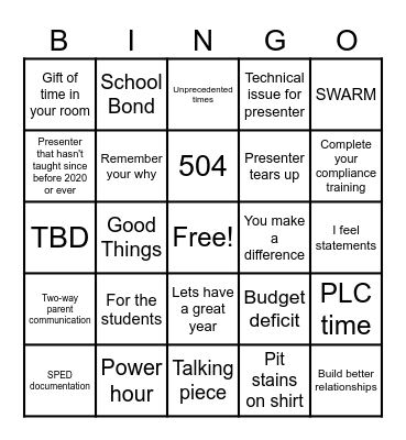 PD Bingo Card