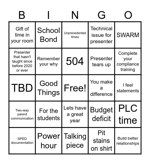 PD Bingo Card
