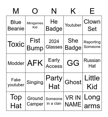 KM_JosephVR's Bingo Board! Bingo Card