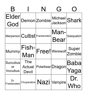 Stuff I've Hit Bingo Card